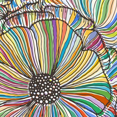 Arka plan vektör doodle anahat soyut süs çiçek şerit