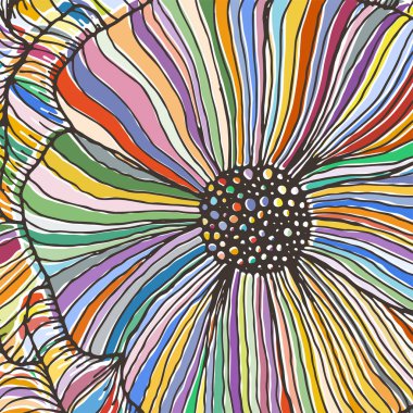 Arka plan vektör doodle anahat soyut süs çiçek şerit