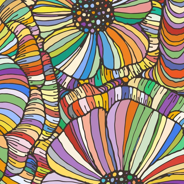 Vector doodle contorno astratto fiori ornamentali striscia sfondo — Vettoriale Stock