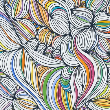 Vektör boyama deseni, kavisli çizgiler, siyah beyaz grunge arka plan