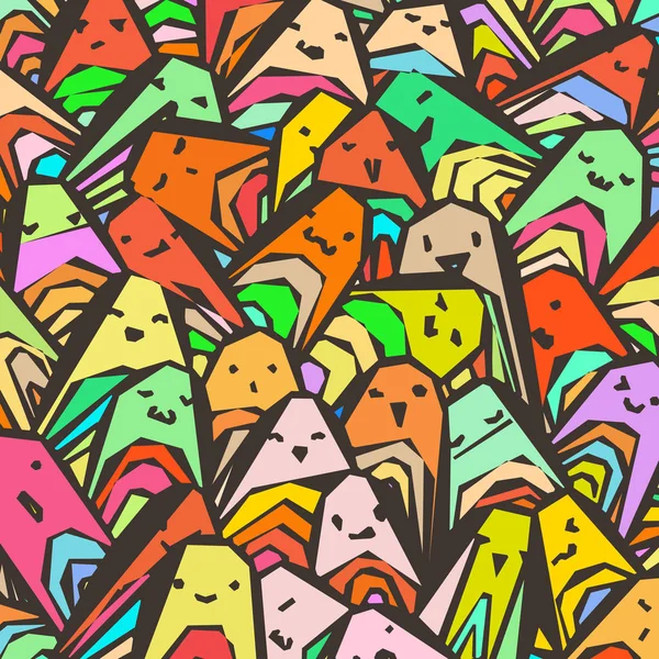 Patrón de una multitud de muchas caras diferentes. Dibujos para colorear, impresiones, diseños — Vector de stock