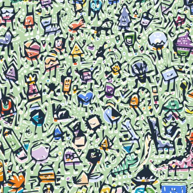 Karikatür sevimli doodle el grunge illüstrasyon çizilmiş. Çizgi resmi ayrıntılı karalama, nesneleri ve çizgiler arka plan çok