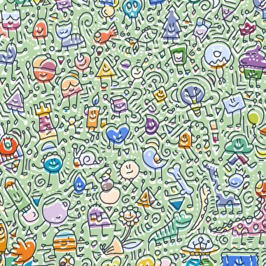 Karikatür sevimli doodle el grunge illüstrasyon çizilmiş. Çizgi resmi ayrıntılı karalama, nesneleri ve çizgiler arka plan çok