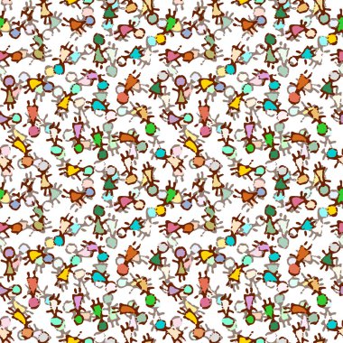 Çok kız, kadın, çocuk ile Dikişsiz grunge desen. Çöp adam sonsuz illüstrasyon