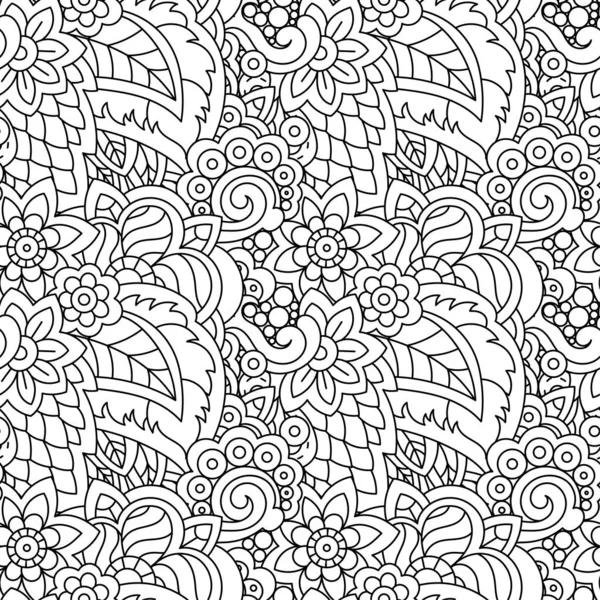 Vector dibujado a mano línea perfecta ilustración de flores de color abstracto y hojas — Vector de stock