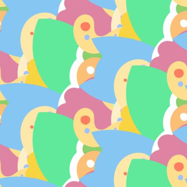 Sevimli çizgi canavarlar ve hayvanlar ile sorunsuz vektör desen. Ambalaj, ambalaj kağıdı, boyama sayfaları, duvar kağıdı, kumaş, moda, ev dekorasyonu, baskı vb için güzel