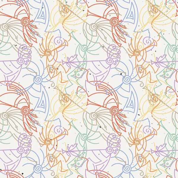 Dibujado a mano Kokopelli patrón sin costuras — Archivo Imágenes Vectoriales
