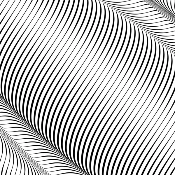 Fondo ondulado abstracto, arte óptico, opart rayas — Vector de stock