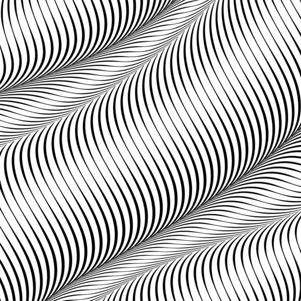 Abstrakter welliger Hintergrund, optische Kunst, opart gestreift — Stockvektor