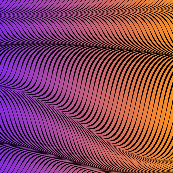 Acid abstract culoare fundal ondulat, arta optică, opart dungi. Neon gradient — Vector de stoc