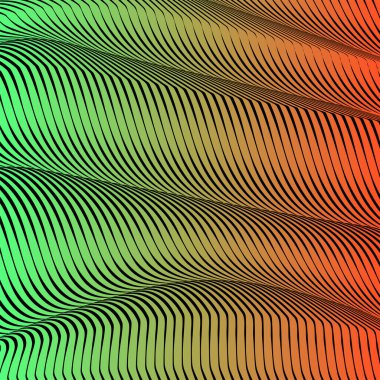 Soyut asit renk dalgalı arka plan, optik sanat, çizgili opart. Neon degrade