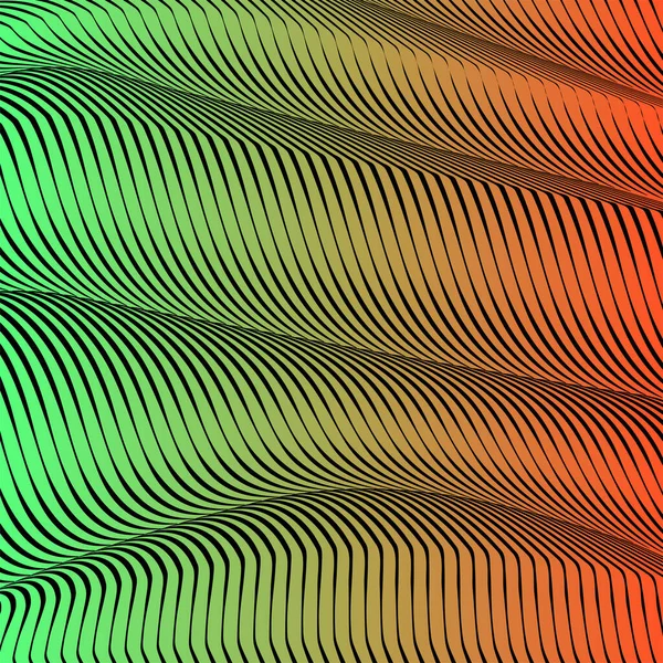 Abstrakte Säurefarbe welligen Hintergrund, optische Kunst, opart gestreift. Neon-Gefälle — Stockvektor