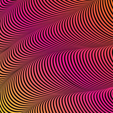 Soyut asit renk dalgalı arka plan, optik sanat, çizgili opart. Neon degrade