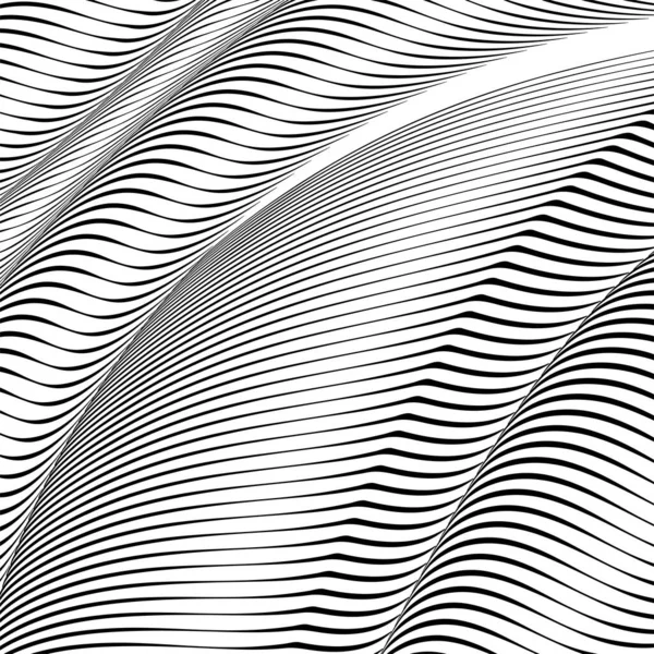 Fond ondulé abstrait, art optique, opart rayé — Image vectorielle