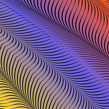 Soyut asit renk dalgalı arka plan, optik sanat, çizgili opart. Neon degrade
