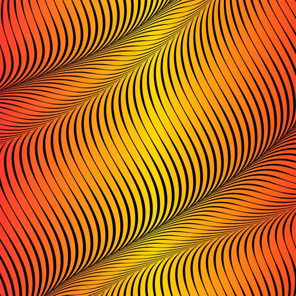 Cor ácido abstrato fundo ondulado, arte óptica, opart listrado. Gradiente de néon — Vetor de Stock