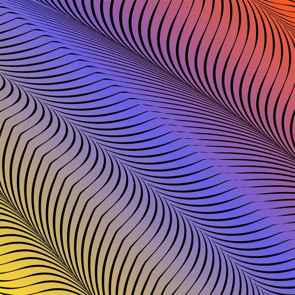 抽象的な酸色の波状の背景、光学芸術、opart 縞。ネオングラデーション — ストックベクタ