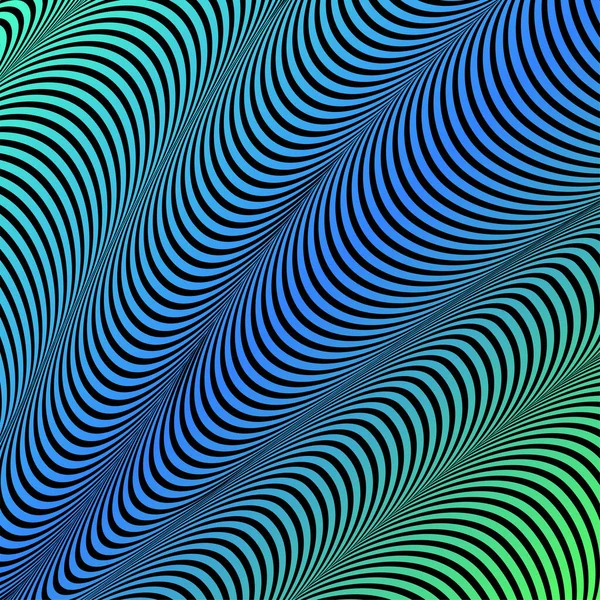 Abstrakte Säurefarbe welligen Hintergrund, optische Kunst, opart gestreift. Neon-Gefälle — Stockvektor