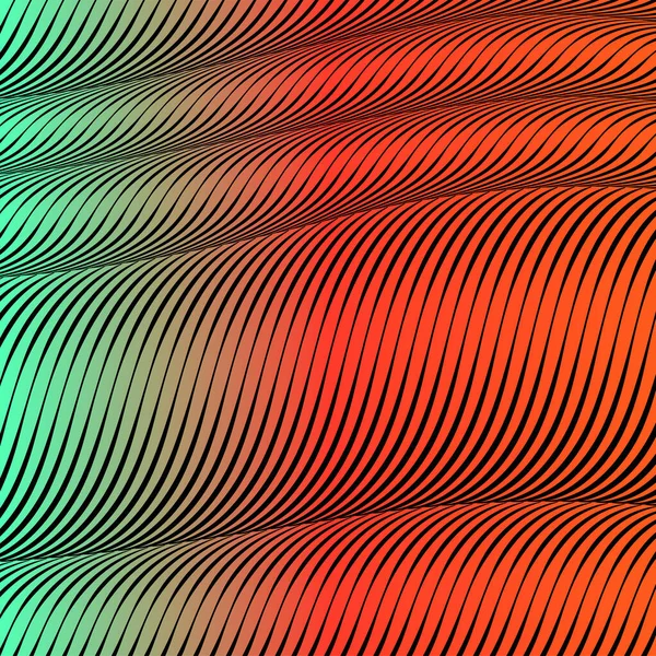 Abstrait fond ondulé acide de couleur, l'art optique, opart rayé. Gradient néon — Image vectorielle