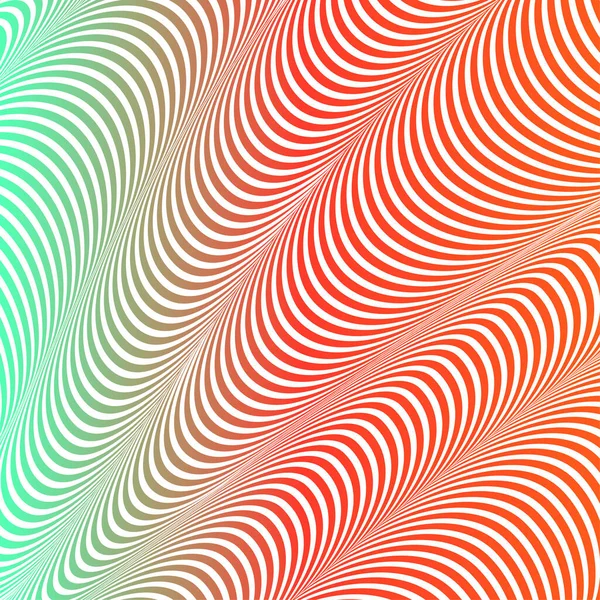 Abstracto color ácido fondo ondulado, arte óptico, opart rayas. Gradiente de neón — Vector de stock