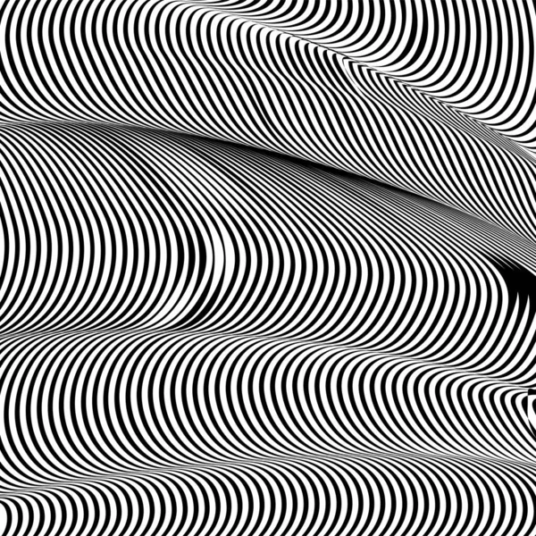 Fond ondulé abstrait, art optique, opart rayé — Image vectorielle