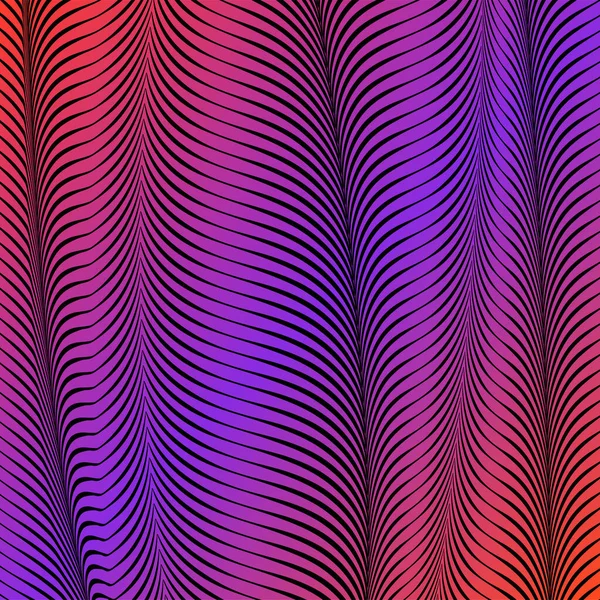 Abstrait fond ondulé acide de couleur, l'art optique, opart rayé. Gradient néon — Image vectorielle