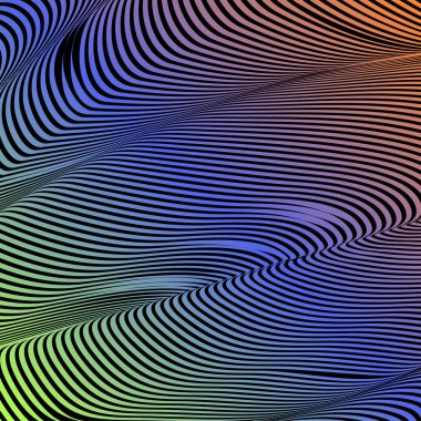 Soyut asit renk dalgalı arka plan, optik sanat, çizgili opart. Neon degrade