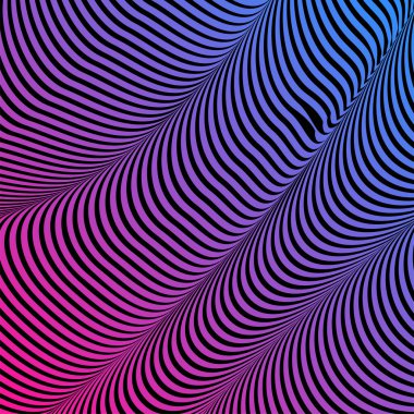 Soyut asit renk dalgalı arka plan, optik sanat, çizgili opart. Neon degrade