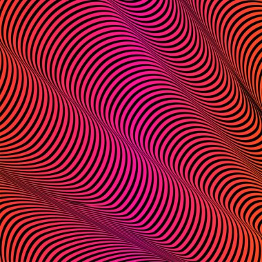 Soyut asit renk dalgalı arka plan, optik sanat, çizgili opart. Neon degrade