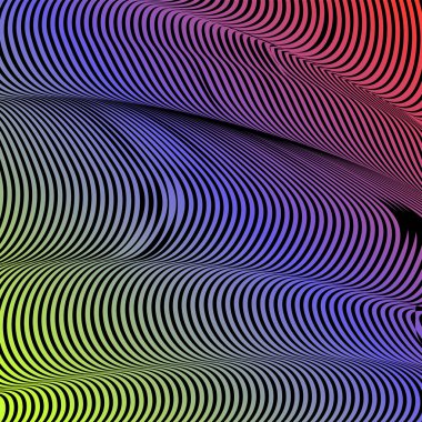 Soyut asit renk dalgalı arka plan, optik sanat, çizgili opart. Neon degrade