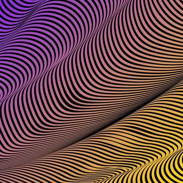 Abstrakte Säurefarbe welligen Hintergrund, optische Kunst, opart gestreift. Neon-Gefälle — Stockvektor