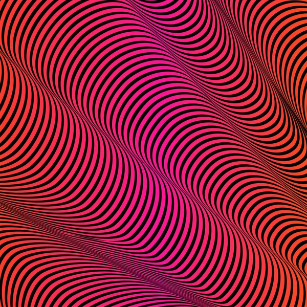 Abstrakte Säurefarbe welligen Hintergrund, optische Kunst, opart gestreift. Neon-Gefälle — Stockvektor