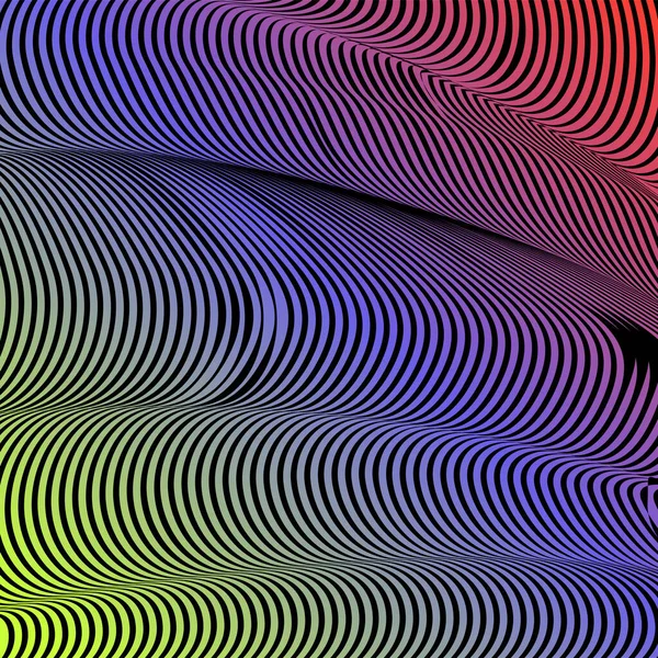 Abstracte zure kleur golvende achtergrond, optische kunst, opart gestreept. Neon gradiënt — Stockvector