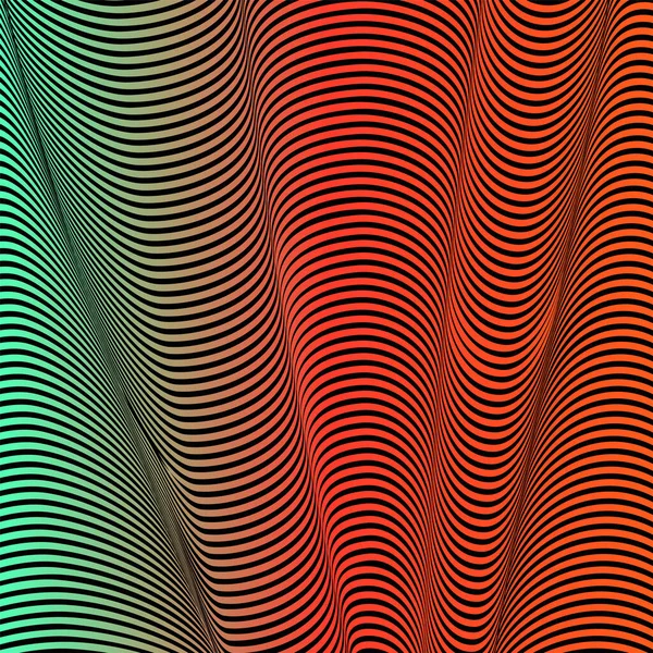 Abstracte zure kleur golvende achtergrond, optische kunst, opart gestreept. Neon gradiënt — Stockvector