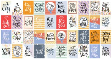 Büyük el çizilmiş hat kart seti. Vektör çizimi. Broşür, broşür ve şablon koleksiyonu. Harfli, desenli ve süslemeli İskandinav kartları tasarımı.