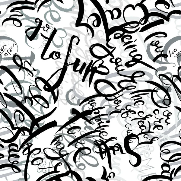 Graffiti Bakgrund Sömlös Mönster Handstilsmärkning Vandalvektorbokstäver — Stock vektor