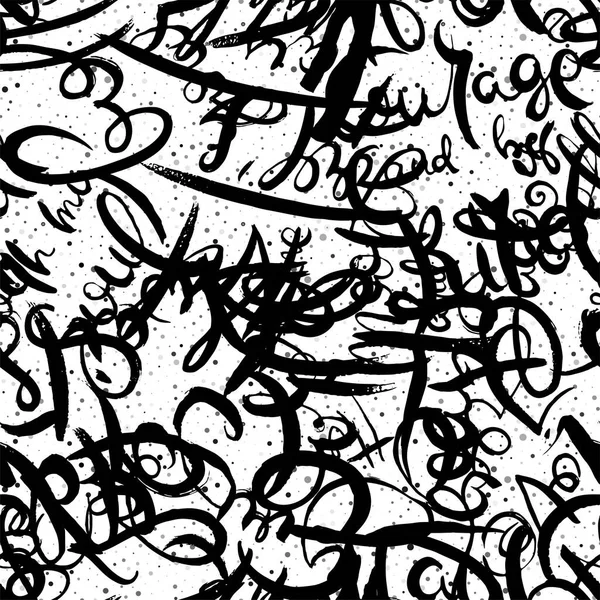 落書きの背景シームレスなパターン ハンドスタイルのタグ付け バンダルベクトルレタリング — ストックベクタ
