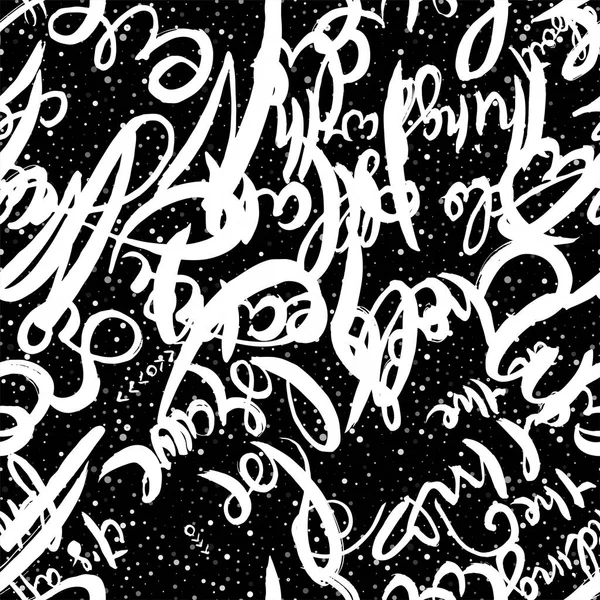 落書きの背景シームレスなパターン ハンドスタイルのタグ付け アスファルト上のチョークベクトルレタリング — ストックベクタ