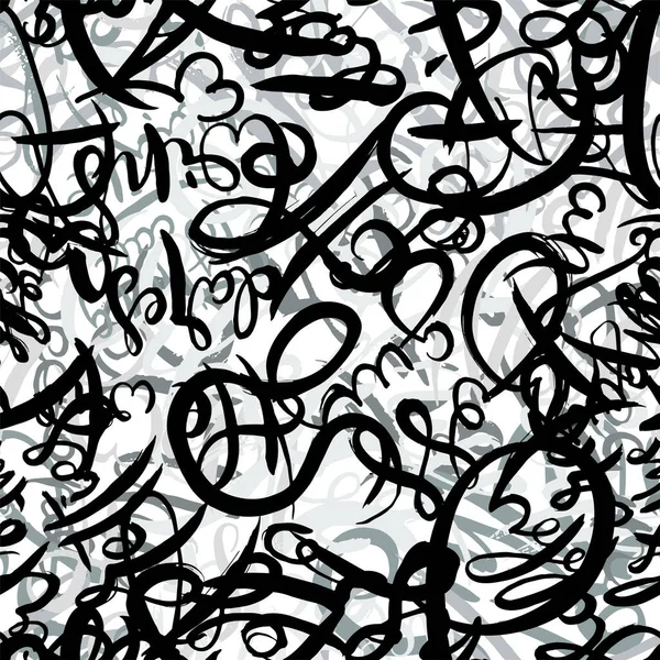 Graffiti Patrón Sin Costuras Fondo Etiquetado Mano Letras Vandálicas — Vector de stock