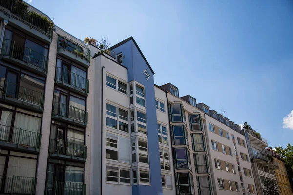 Житловий Будинок Скляним Фасадом Сучасного Житлового Будинку Мюнхені — стокове фото