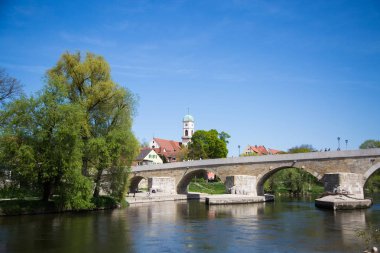 Regensburg'da taş köprü, eski şehir, Bavyera, köprü,