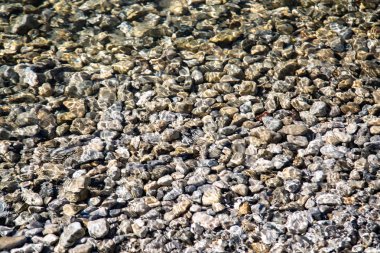 Arka plan olarak suda çakıl taşları