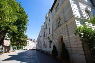 Güzel eski binalar, Münih 'teki tarihi evler, Lehel, restore edilmiş evler, Münih' teki eski binalar, Gotik