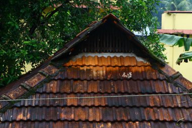 Kerala, Hindistan 'da antik bir kerala evinin üst görüntüsü.,