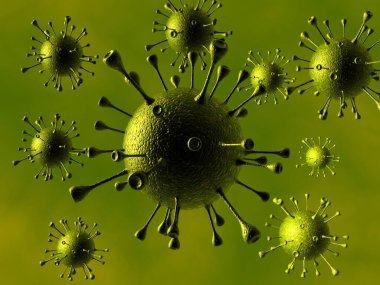 Corona-virüsü 2019-cadılar meclisi Corona virüsü konsepti Asya gribi salgınından ve korona virüslerinden sorumlu. Mikroskop virüsü yaklaşıyor. 3 oluşturma.