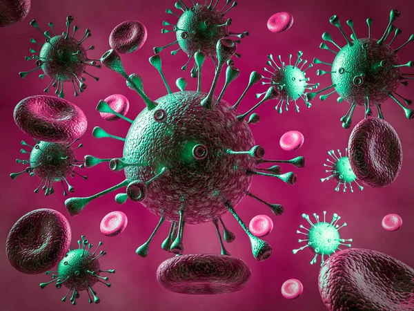 Corona-virus 2019-coven novel corona virus concept responsible for asian flu outbreak and corona viruses influenza as dangerous flu strain cases as a pandemic. Microscope virus close up. 3 rendering.