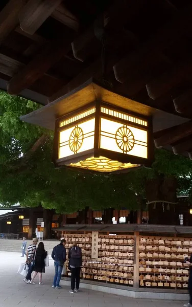 Lámpara Piñón Templo Tradicional Antiguo Santuario Japón — Foto de Stock