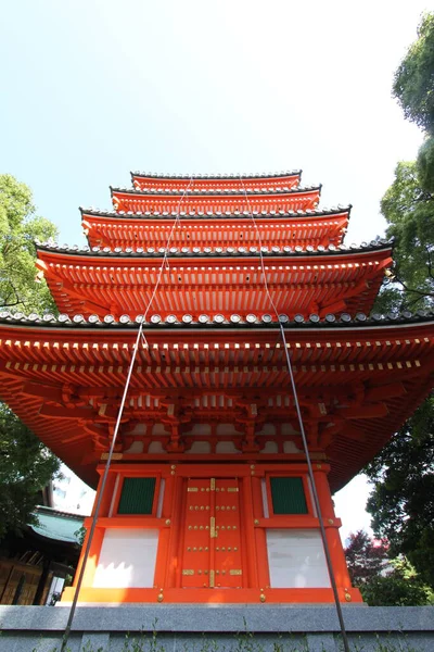 Bright Red Temple Shrine Fukuoka Japan — Stock Photo, Image