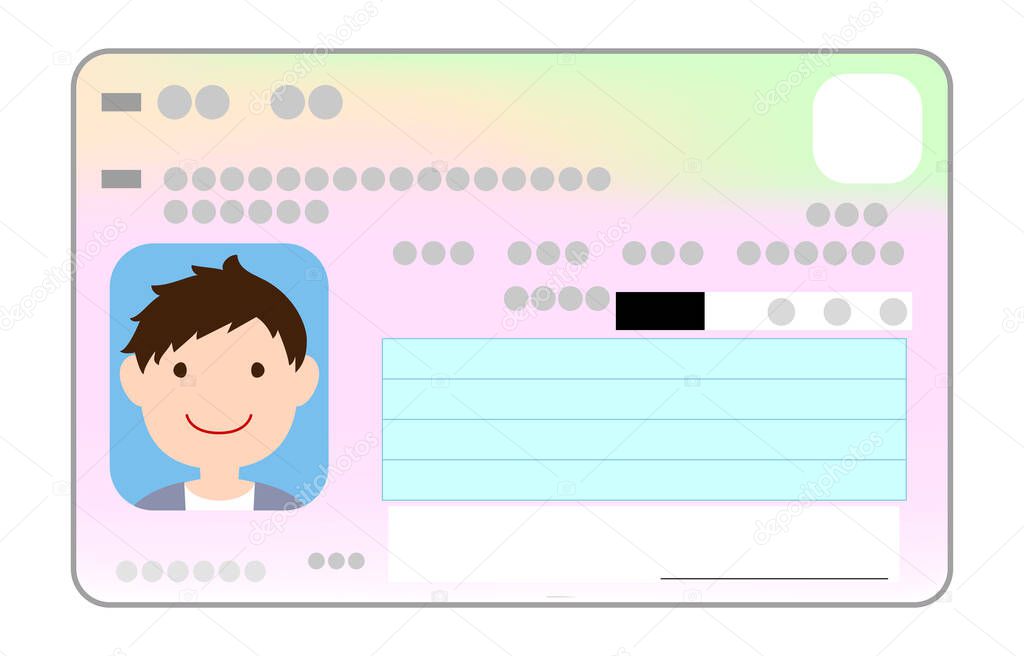 Illustration of the surface of my number card with a male face photo