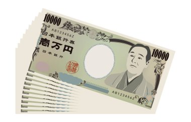 Illustration of 100,000 yen spread ou clipart